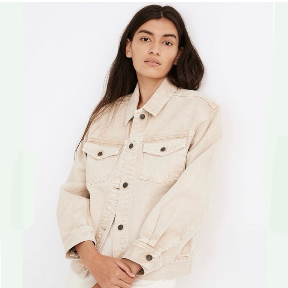 Madewell Balloon Sleeve Crop Boxy Denim Jean Jacket
